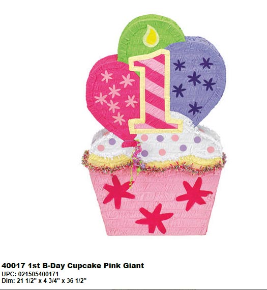 Hit Pinata - 1st Birthday Pink Cupcake